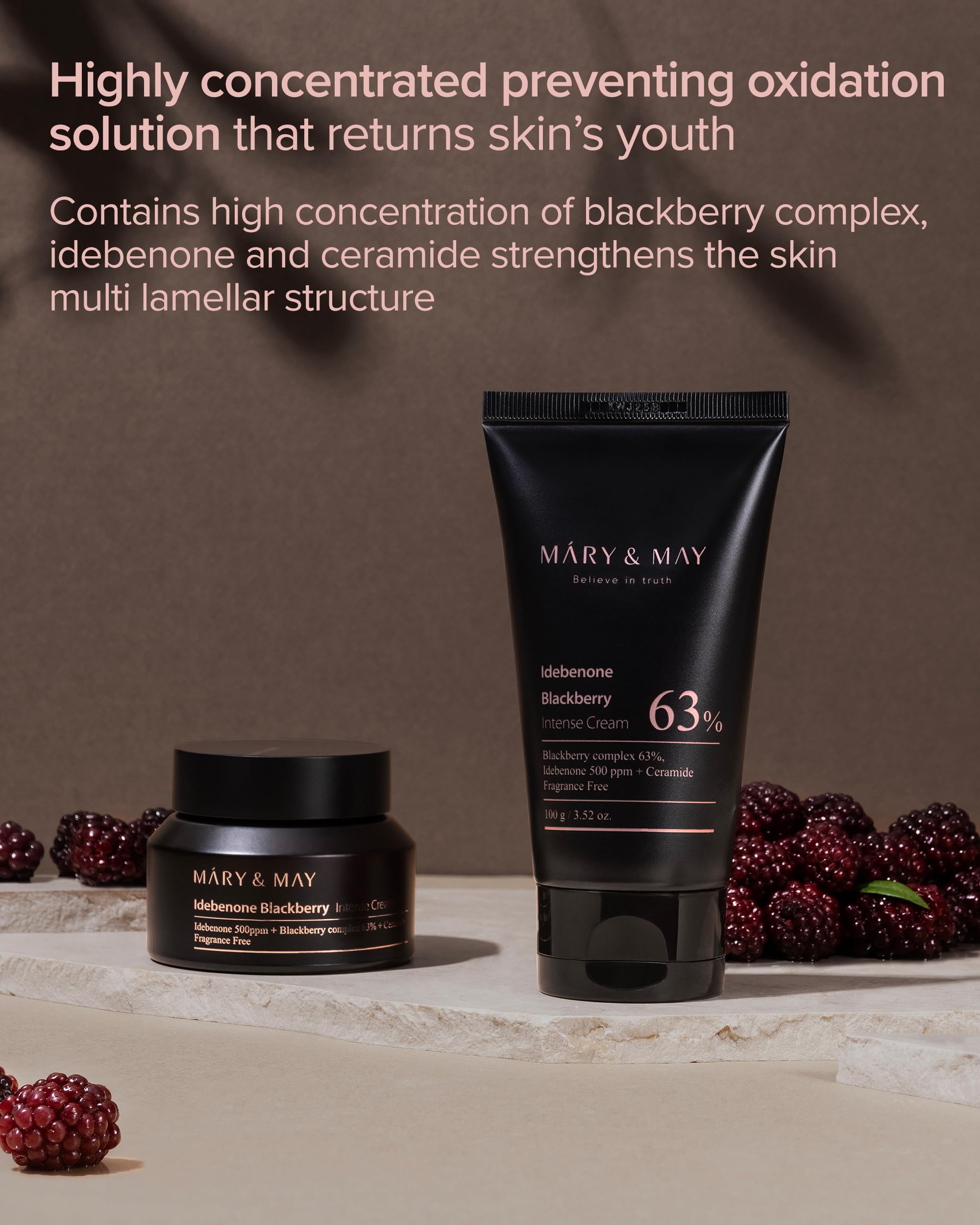 Idebenone Blackberry Intense Hydration Cream - Advanced Skin Barrier Strengthening Face Moisturizer with Niacinamide, Ceramide, and Hyaluronic Acid for Deep Moisture and Antioxidant, 3.52 oz.